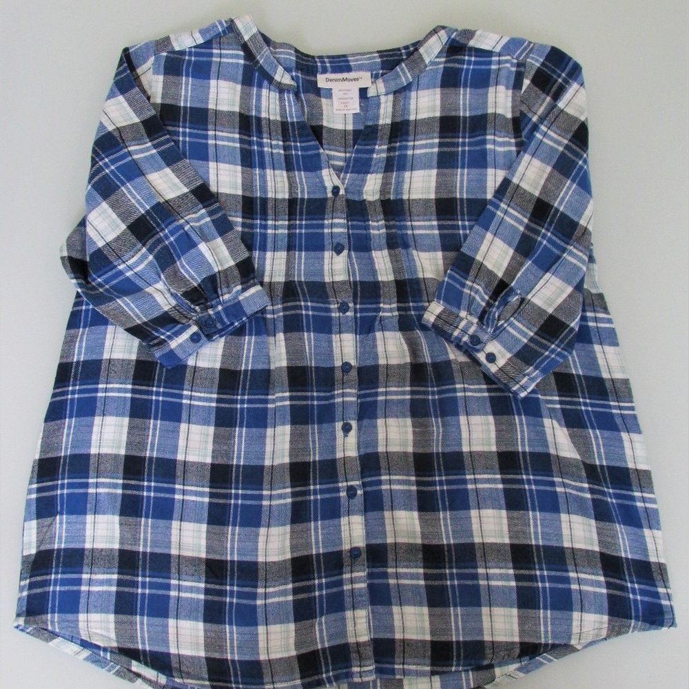 Denim Moves Women's Plus Size Cotton Flannel Shirt Size 1X